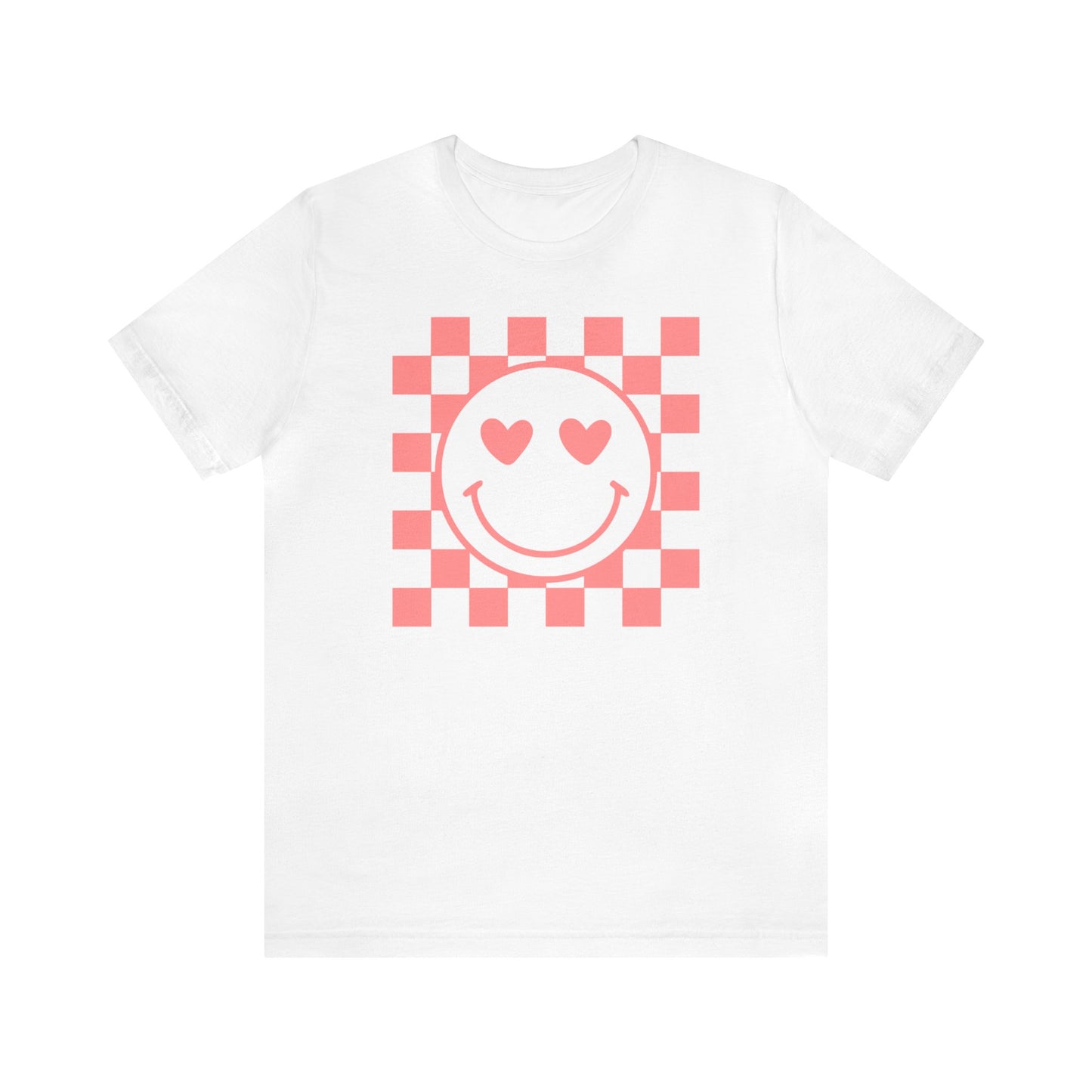 Heart Eyes Checkered Graphic Tee- Short Sleeve