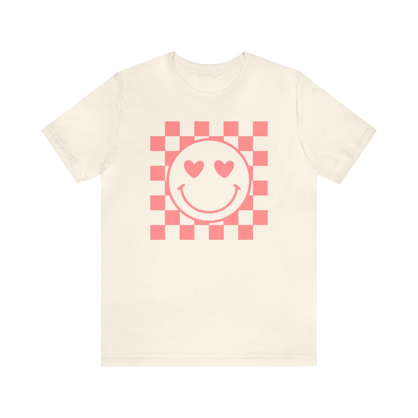 Heart Eyes Checkered Graphic Tee- Short Sleeve