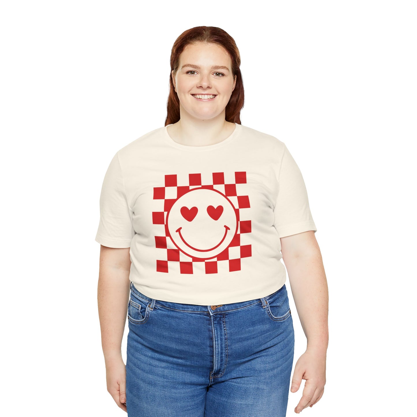 Checkered Smile- Red Short Sleeve