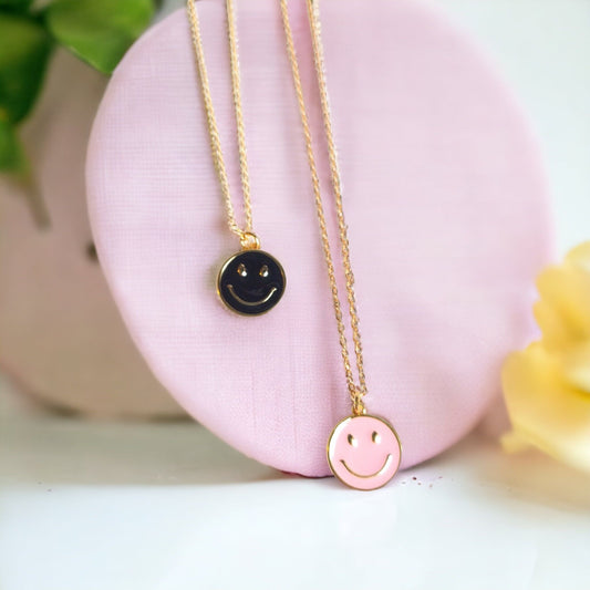 Smiley Face Necklace- Gold