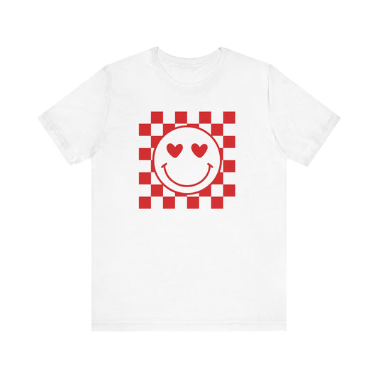 Checkered Smile- Red Short Sleeve