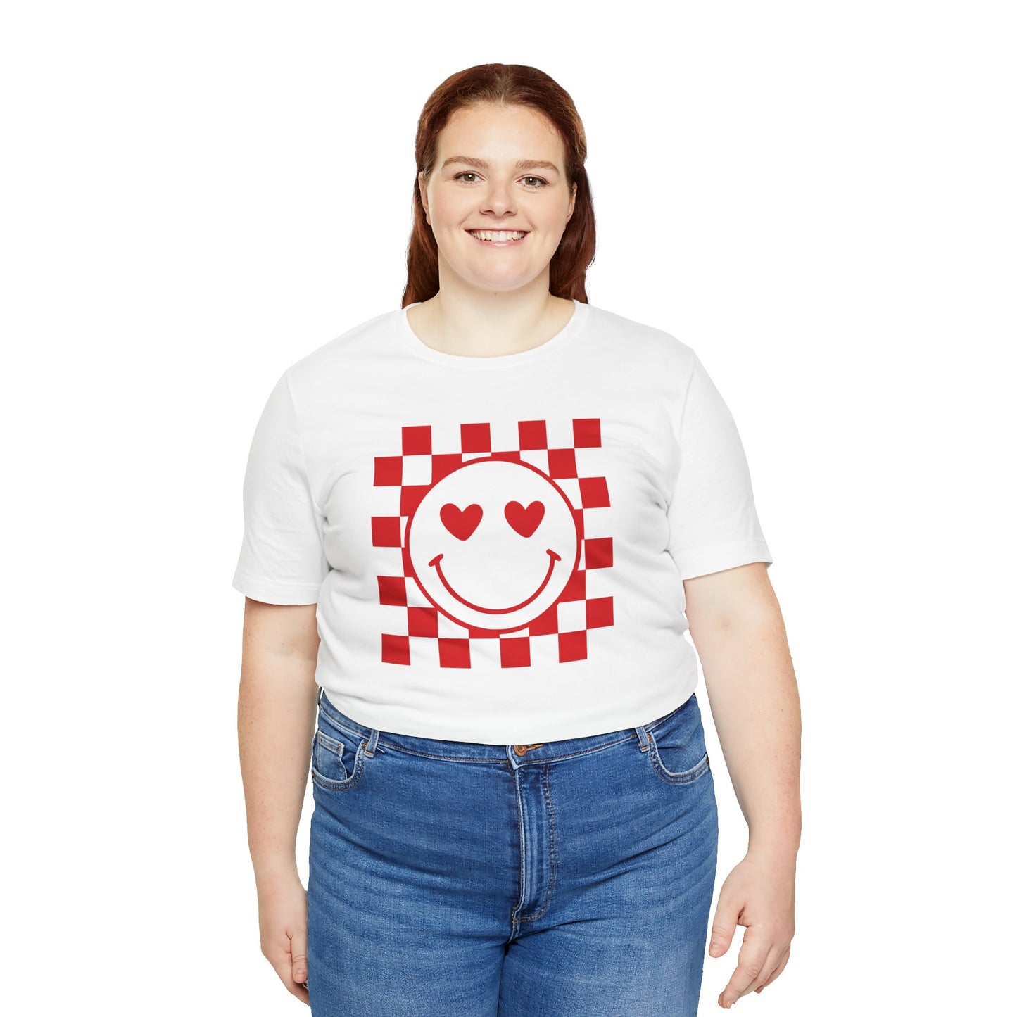 Checkered Smile- Red Short Sleeve